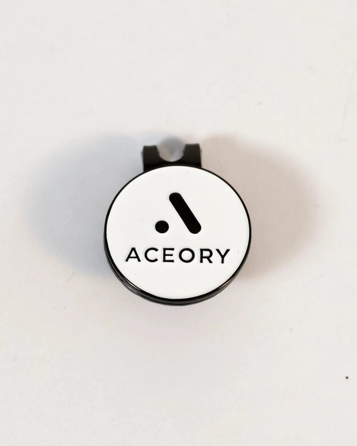 Front close-up of the Aceory magnetic ball marker showing the logo.