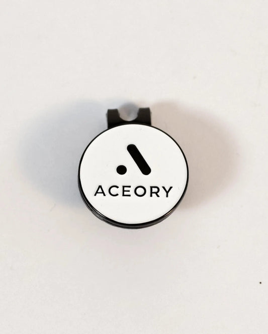 Front close-up of the Aceory magnetic ball marker showing the logo.